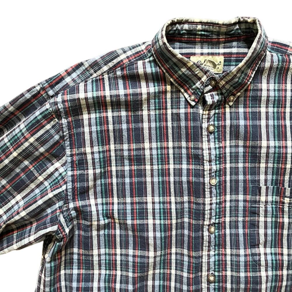 VTG EDDIE BAUER 100% Cotton Long Sleeve Button Down Plaid Shirt  MEN'S XL TALL